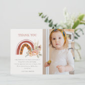 Rust Boho Bläschen Regenbogen Foto jedes Lebensalt Dankeskarte (Stehend Vorderseite)