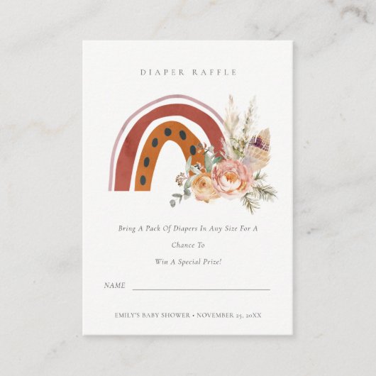Rust Boho Bläschen Regenbogen Windeln Raffle Babyd Begleitkarte (Vorderseite)