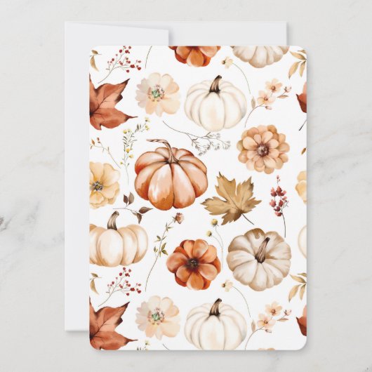 Rust Boho Fall in Liebe Floral Pumpkin Baby Dusche Einladung (Rückseite)