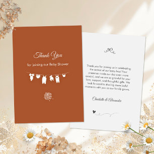 Rust-Boho-Minimalist-Geschlechtsneutrale Babyparty Dankeskarte