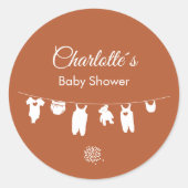 Rust Boho Minimalistisch Baby Dusche Runder Aufkleber (Vorderseite)