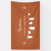 Rust Boho Minimalistisch Baby Dusche Willkommen Banner (Vertikal)