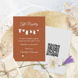 Rust Boho Minimalistisch Baby Shower Registrierung Begleitkarte