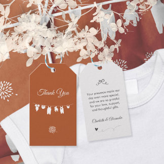Rust Boho Minimalistisch Gender Neutral Baby Dusch Geschenkanhänger