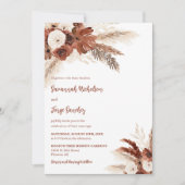 Rust Boho Pampas Grass Arch Foto QR Code Hochzeit Einladung (Vorderseite)