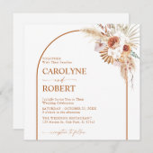 Rust Boho & Pampas Grass Terracotta Einladung (Vorne/Hinten)