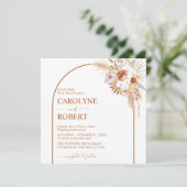 Rust Boho & Pampas Grass Terracotta Einladung (Stehend Vorderseite)