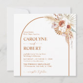 Rust Boho & Pampas Grass Terracotta Einladung (Vorderseite)