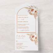 Rust Boho & Pampas Grass Wedding All In One Einladung (Innen Boden)