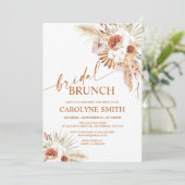 Rust Boho und Pampas Grass Bridal Brunch Einladung (Stehend Vorderseite)