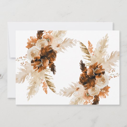 Rust Boho und Pampas Grass Stilvoll Save The Date (Rückseite)