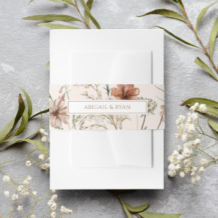 Rust Boho Wildblume Floral Butterfly Wedding Einladungsbanderole