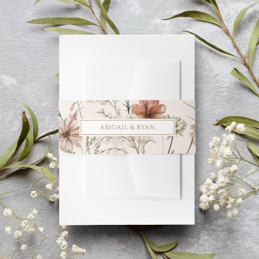 Rust Boho Wildblume Floral Butterfly Wedding Einladungsbanderole