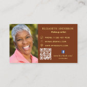 Rust braunes Foto Qr Code soziales Facebook-Symbol Visitenkarte (Rückseite)