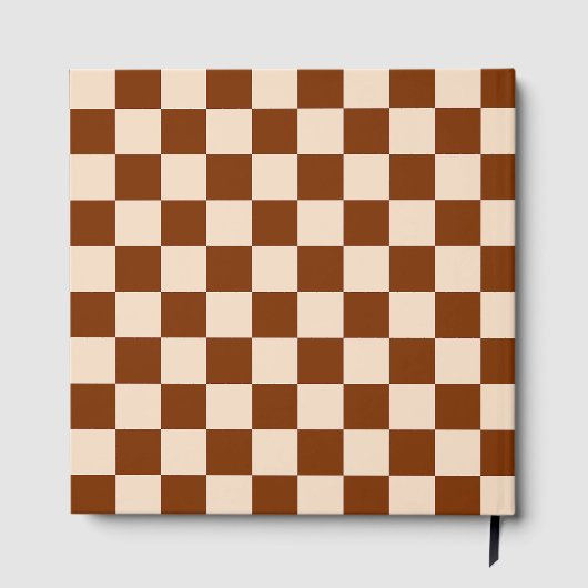 Rust brown and beige checkerboard pattern gästebuch (Rückseite)