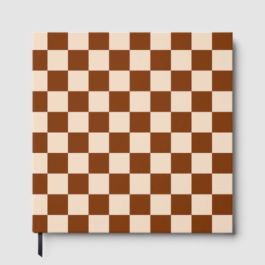 Rust brown and beige checkerboard pattern gästebuch (Vorderseite)
