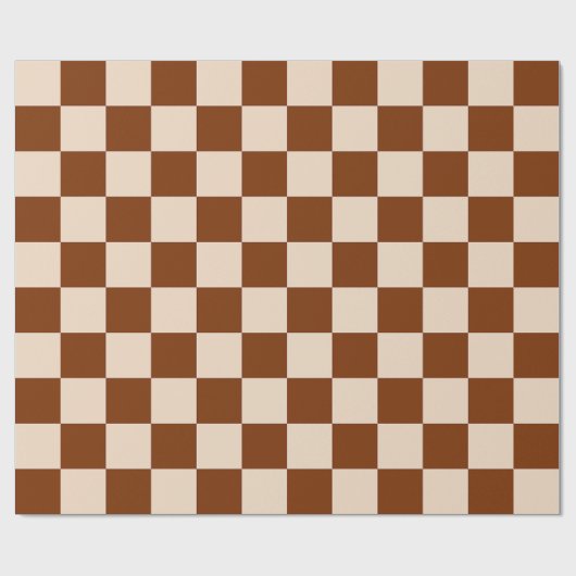 Rust brown and beige checkerboard pattern geschenkpapier (Flach)