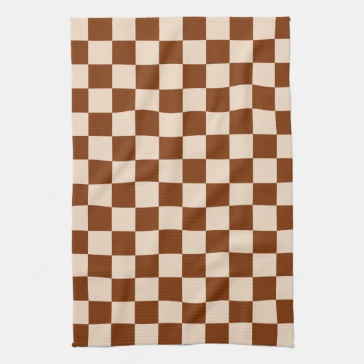 Rust brown and beige checkerboard pattern geschirrtuch (Vertikal)