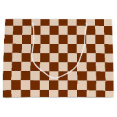 Rust brown and beige checkerboard pattern große geschenktüte (Vorderseite)