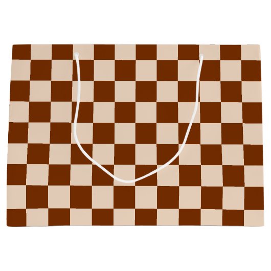 Rust brown and beige checkerboard pattern große geschenktüte (Vorderseite)