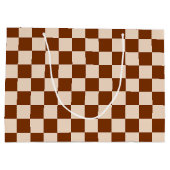 Rust brown and beige checkerboard pattern große geschenktüte (Rückseite)