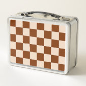 Rust brown and beige checkerboard pattern metall brotdose (Rückseite)