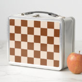Rust brown and beige checkerboard pattern metall brotdose (Beispiel)