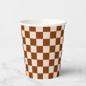 Rust brown and beige checkerboard pattern pappbecher (Links)