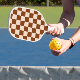 Rust brown and beige checkerboard pattern pickleball schläger
