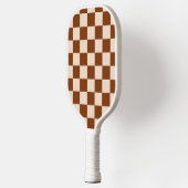Rust brown and beige checkerboard pattern pickleball schläger (Links)