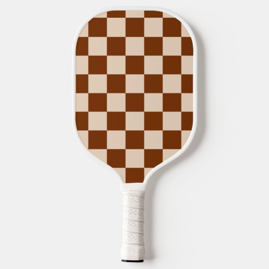 Rust brown and beige checkerboard pattern pickleball schläger (Rückseite)