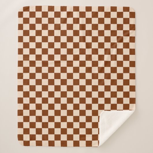 Rust brown and beige checkerboard pattern sherpadecke (Vorderseite)