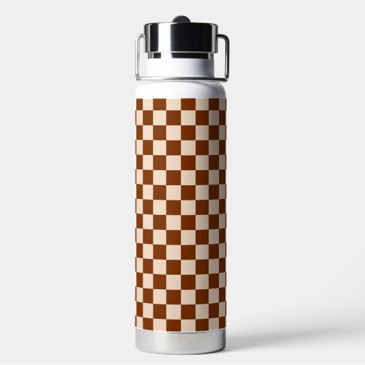 Rust brown and beige checkerboard pattern trinkflasche (Hinten)