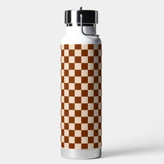 Rust brown and beige checkerboard pattern trinkflasche (Links)