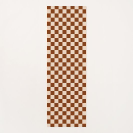 Rust brown and beige checkerboard pattern yogamatte (Vorderseite)