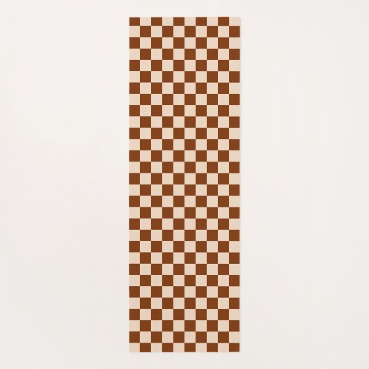 Rust brown and beige checkerboard pattern yogamatte (Rückseite)