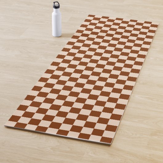 Rust brown and beige checkerboard pattern yogamatte (Beispiel)