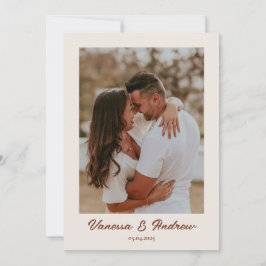 Rust Brown Boho Minimalistische Foto Hochzeit Einladung