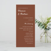 Rust Brown Elegante Modern Wedding Ceremony Card (Stehend Vorderseite)