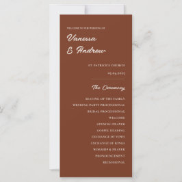 Rust Brown Elegante Modern Wedding Ceremony Card