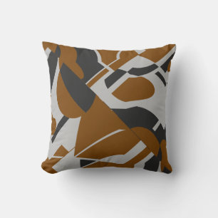 Rust Brown Gray Black Bold Diagonal Design Kissen