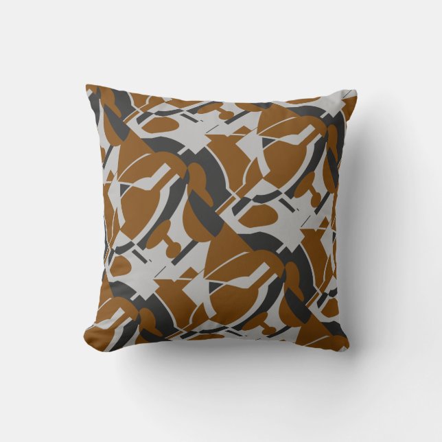 Rust Brown Gray Black Diagonal Art Print Kissen (Vorderseite)