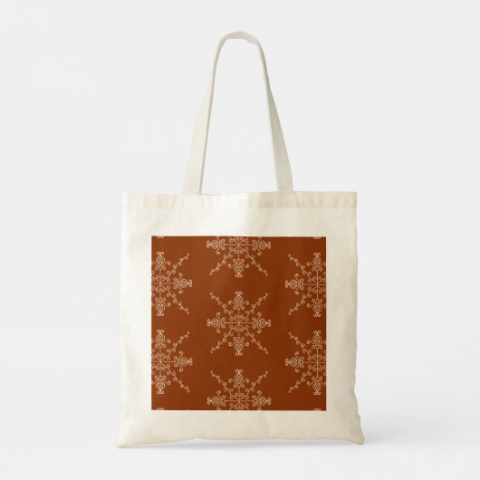 Rust Brown Indian Boho Line Art Pattern Design Tragetasche (Rückseite)
