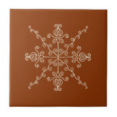 Rust Brown Indian Boho Line Art Symmetry Pattern Fliese (Vorderseite)