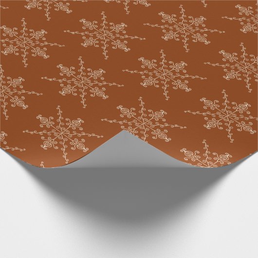 Rust Brown Indian Boho Line Art Symmetry Pattern Geschenkpapier (Ecke)