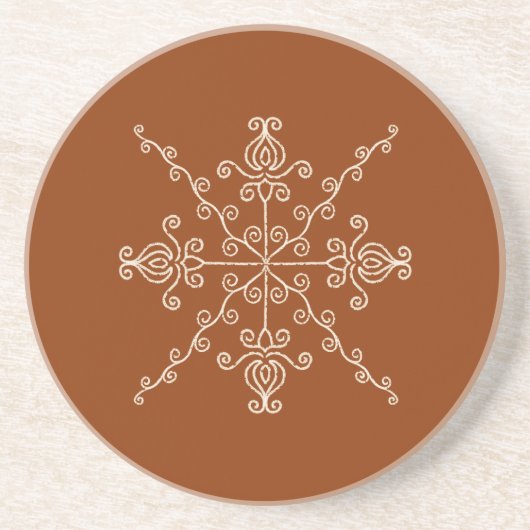 Rust Brown Indian Boho Line Art Symmetry Pattern Getränkeuntersetzer (Vorne)