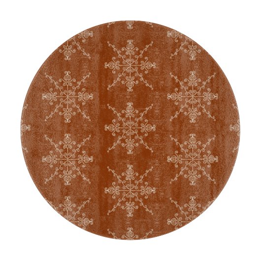Rust Brown Indian Boho Line Art Symmetry Pattern Schneidebrett (Vorderseite)