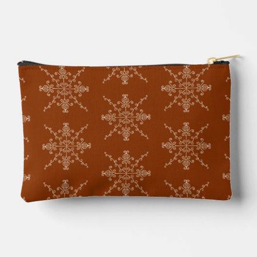 Rust Brown Indian Boho Line Art Symmetry Pattern Zubehörtasche (Rückseite)