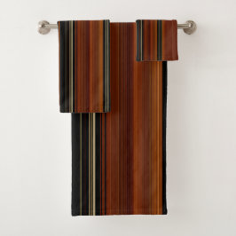 Rust Brown Modern Stripes Badhandtuch Set