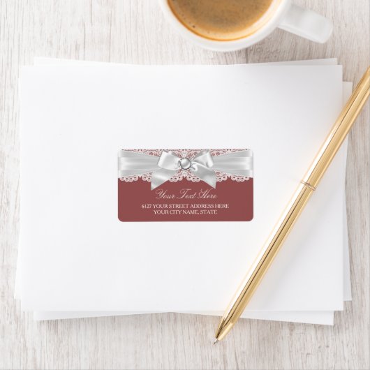 Rust Brown & Pearl Bow Address Label Adressaufkleber (Insitu)